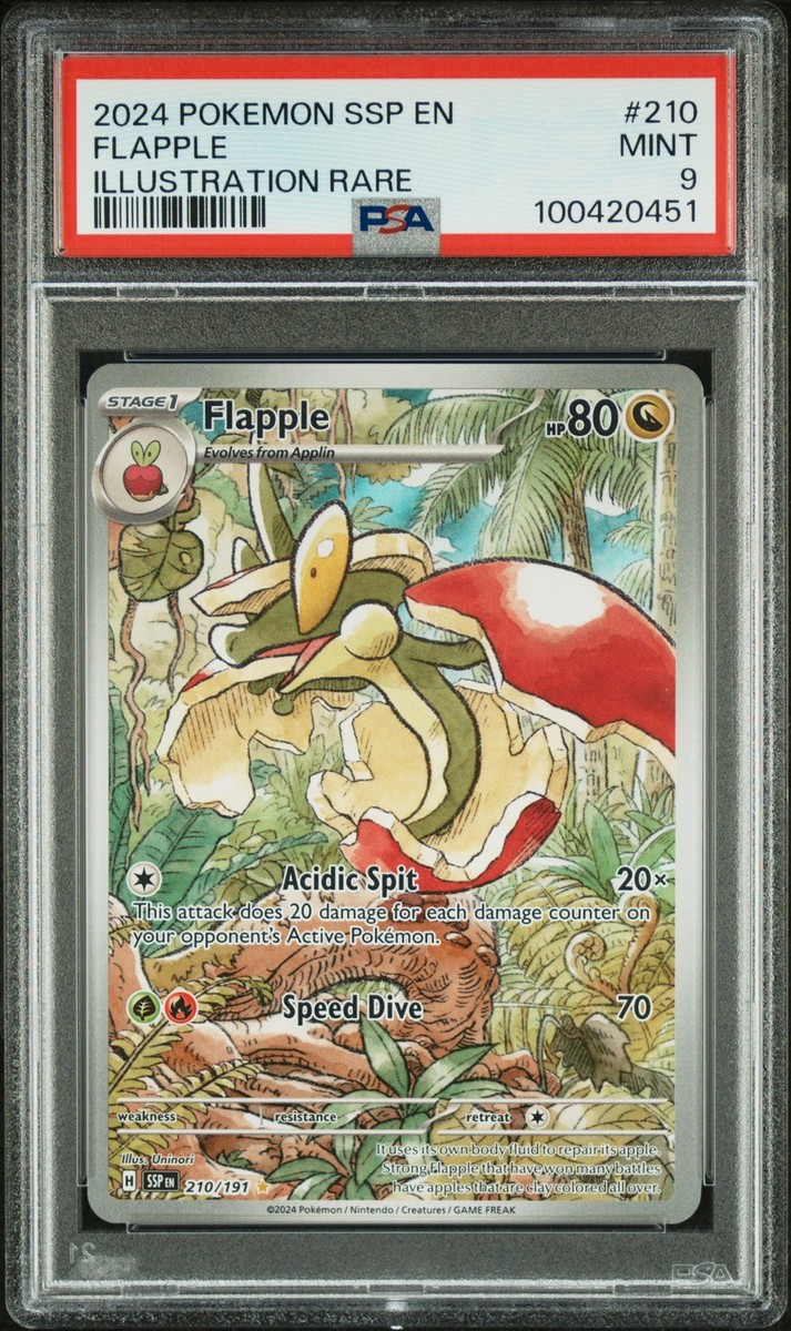 PSA 9 Flapple Illustration Rare #210 2024 Pokemon SSP Surging