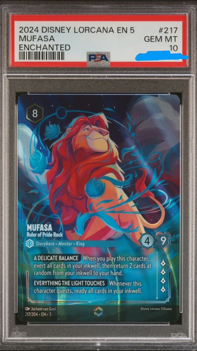 PSA 10 ENCHANTED Lorcana Mufasa Ruler of Pride Rock | eBay