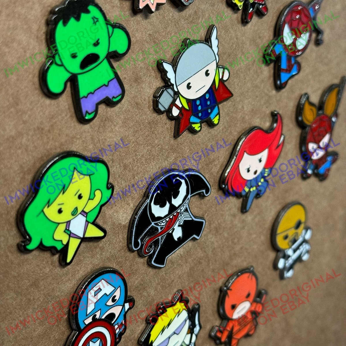 13x Marvel Trading Pin Set Avengers Kawaii Art Style Character