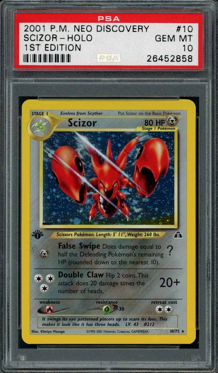 2001 Pokemon 1st Edition Neo Discovery #10 Scizor Holo Rare PSA 10