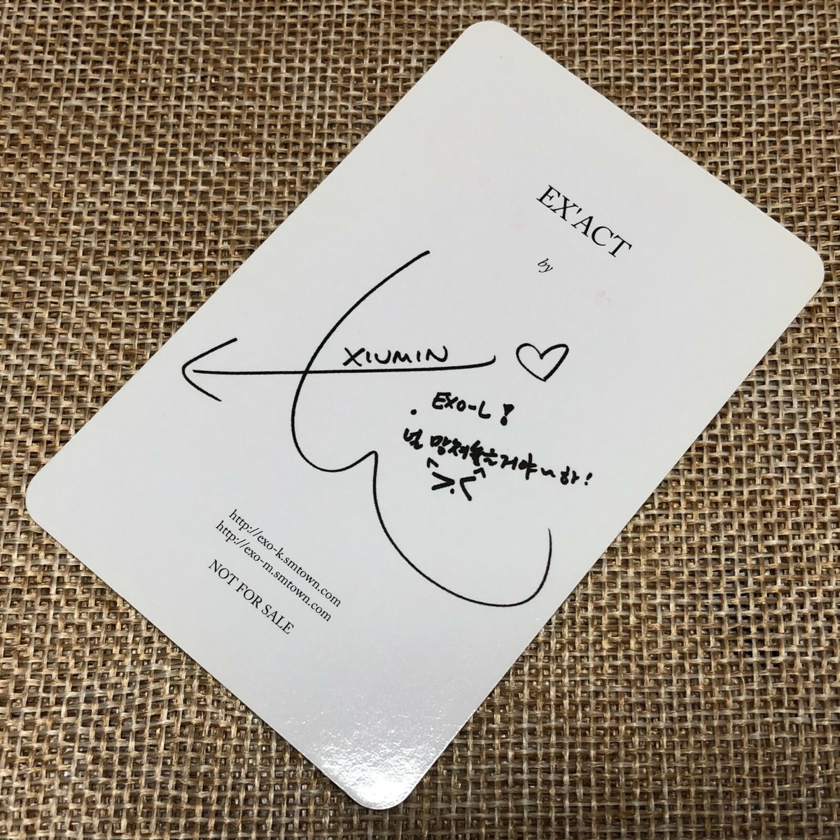 EXO XIUMIN [ EXACT EX'ACT ] Official Photocard, 3rd Album / New