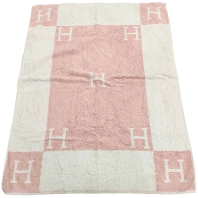 HERMES Paris Cotton Beach Towel Bath Mat Towel Pink White 120×95cm