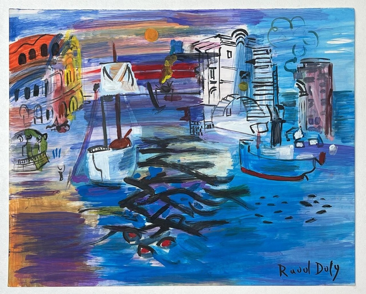 Raoul Dufy (Handmade) Drawing On old Paper Signed & Stamped Mixed