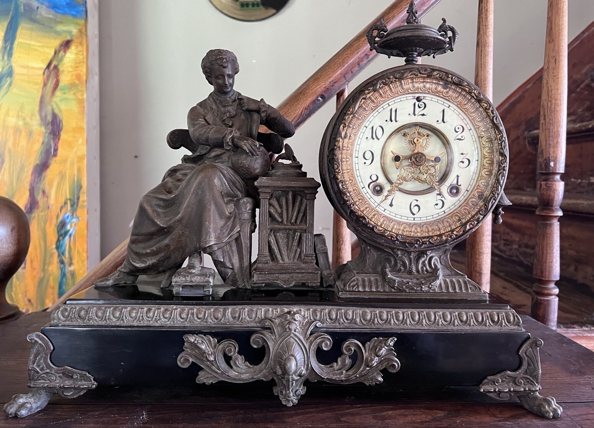 Newton Ansonia Clock Antique Large Shakespeare Mantel Clock 1882