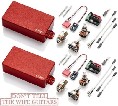 EMG 81 + 60 Red Active Solderless Humbucker Pickup Set Short Shaft