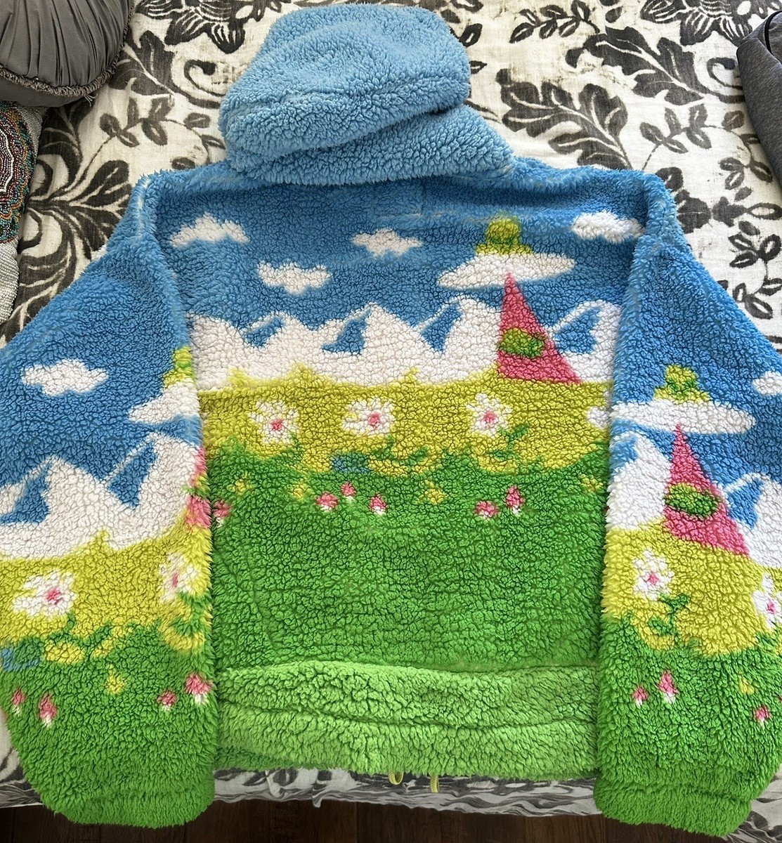 ALab sz L All Over Print Deep Pile Fleece Pullover Hoodie Zumiez
