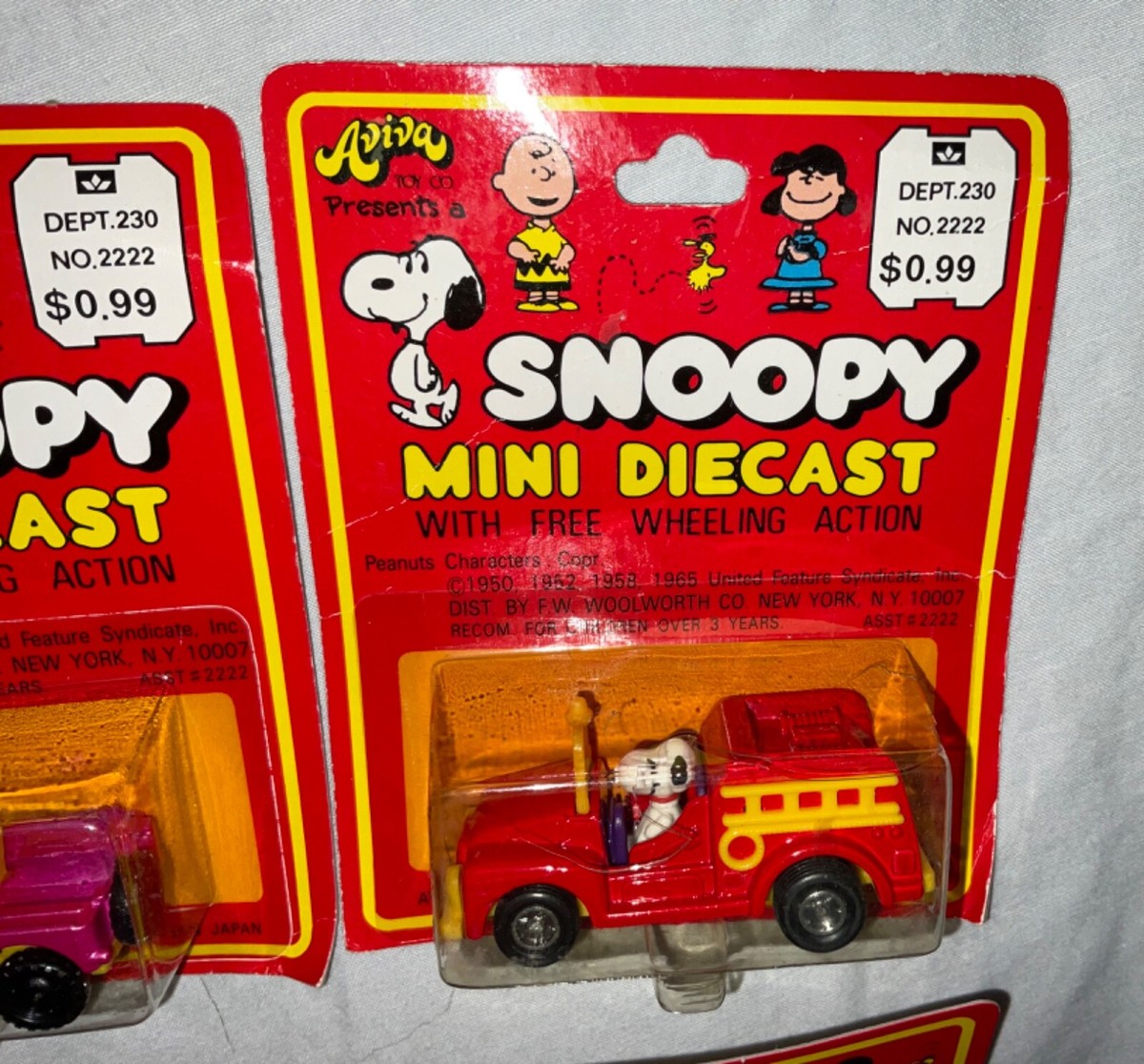 Lot of 9 Vintage AVIVA Peanuts Snoopy Lucy Charlie Mini Diecast