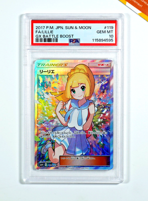 Pokemon PSA 10 Lillie #119 Full Art Gx Battle Boost Sun & Moon