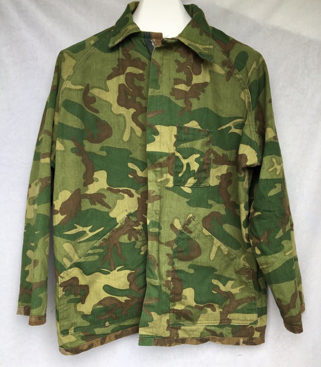Vtg Ranger Camo Reversible Green Brown Jacket Hunting Military