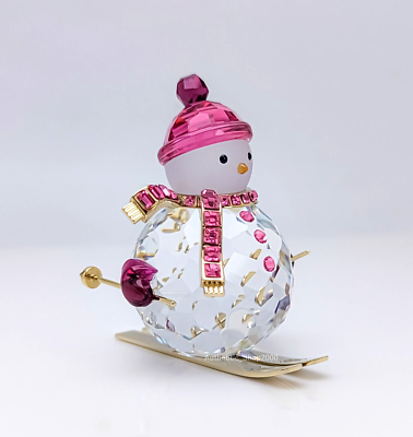 New 100% SWAROVSKI Pink Holiday Cheers Dulcis Christmas Snowman