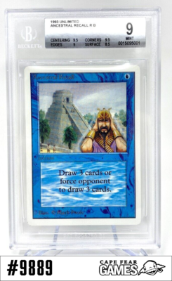 MTG Ancestral Recall - Unlimited - BGS 9 - #9889, NM-Mint, English