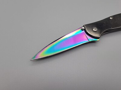 Kershaw Leek 1660BLKVIB Pocket Knife - Rainbow Blade / Black