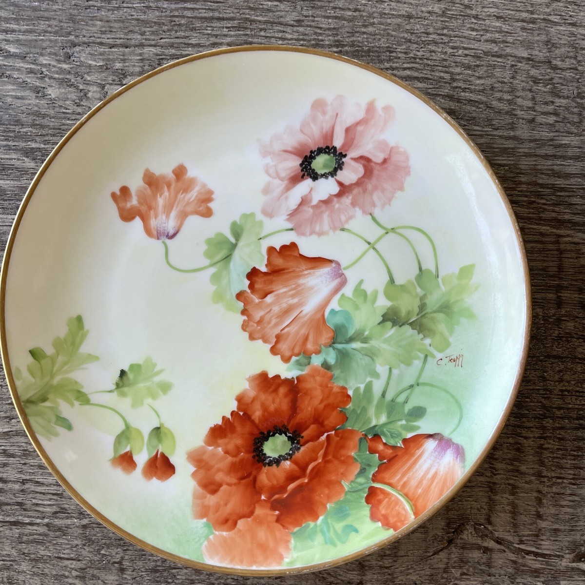 Antique Richard Ginori Italy hand painted Plate, artist signed