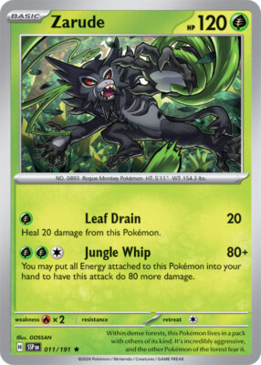 x1 Zarude - 011/191 - Holo Rare Pokemon SV08 Surging Sparks M/NM