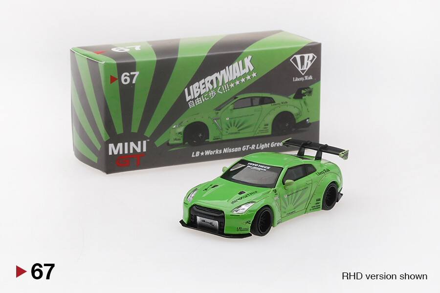 MINI GT 67 Nissan GTR R35 Type 1 Light Green MINIGT LBWK Packing