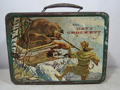 Vintage 1950s Holtemp Davy Crockett Metal Lunchbox No Bottle Lunch