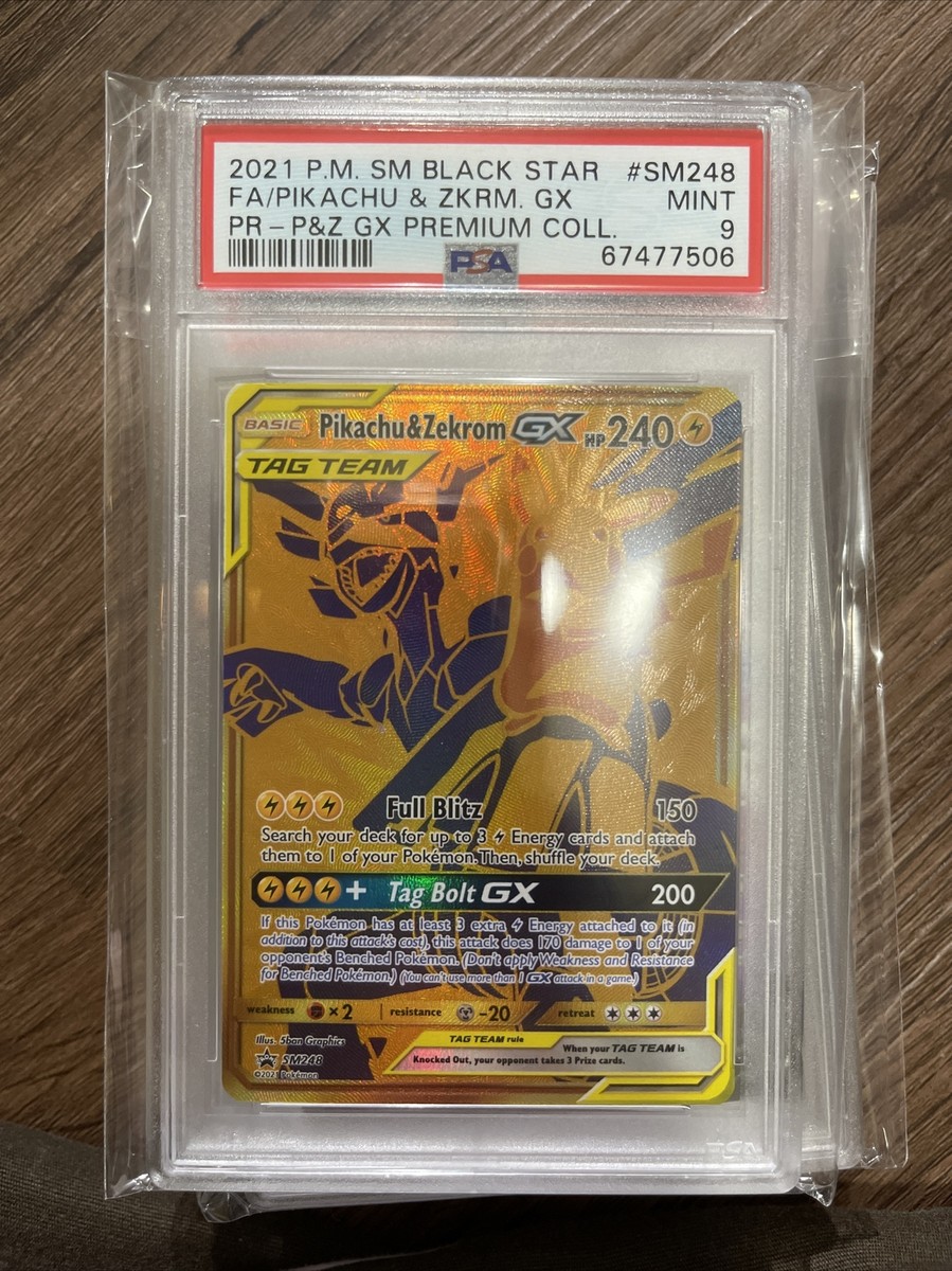 PSA 9 MINT Pokemon 2021 Pikachu & Zekrom GX Gold Full Art Promo