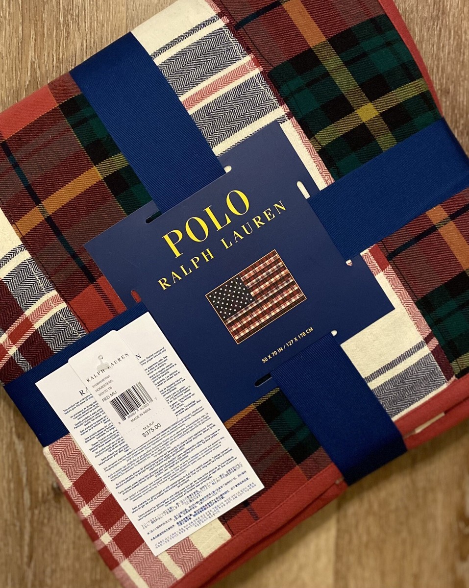 Polo Ralph Lauren HOMESTEAD Blanket 50” x 70” American Flag Throw