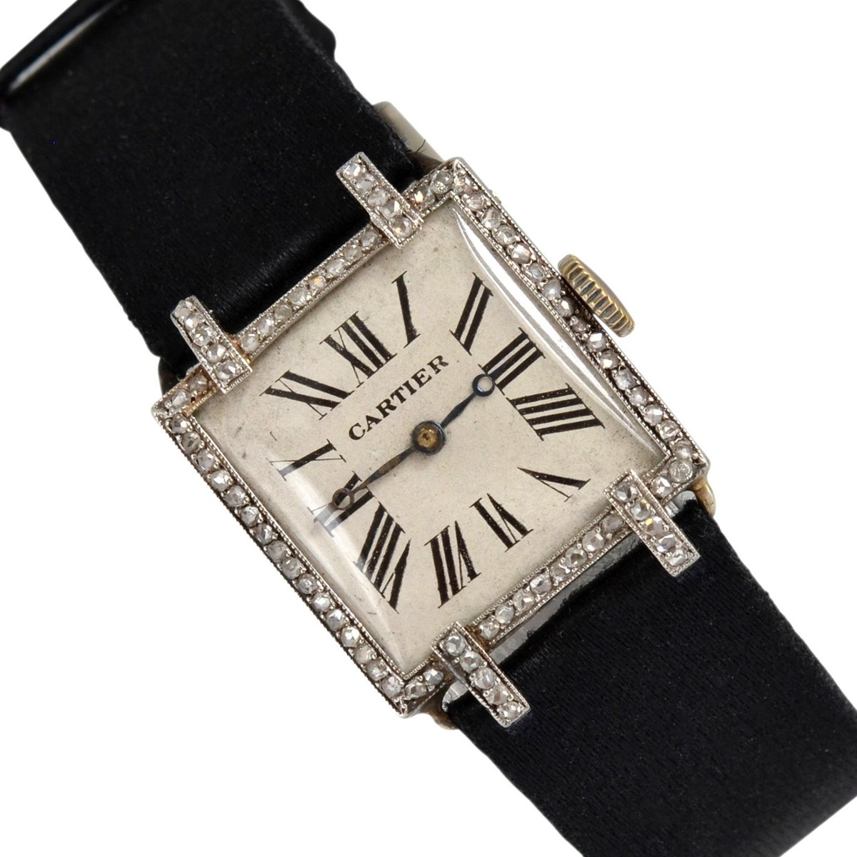CARTIER Lady Art Deco Cocktail watch Platinum and Diamond 1920's