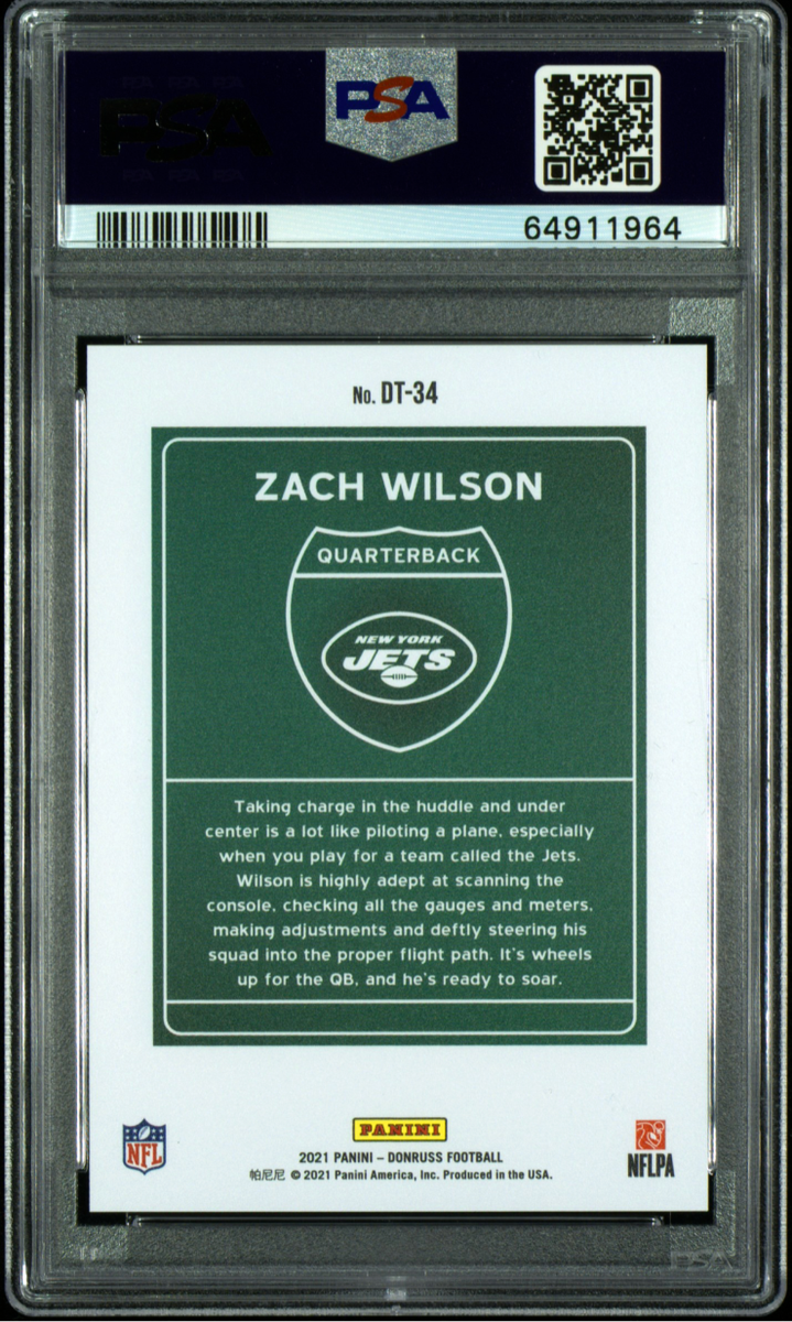 Zach Wilson 2021 Panini Donruss DOWNTOWN RC #DT-34 - PSA 10 GEM