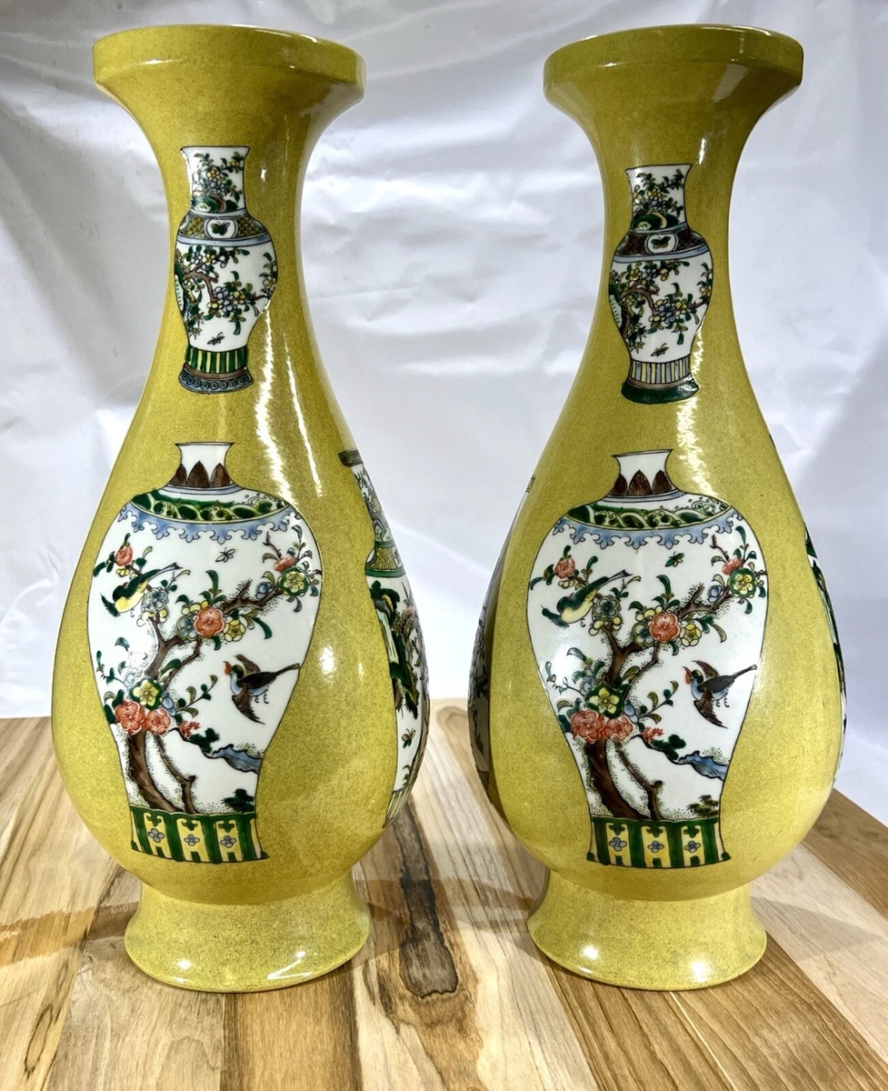 黄色中国古董花瓶| eBay