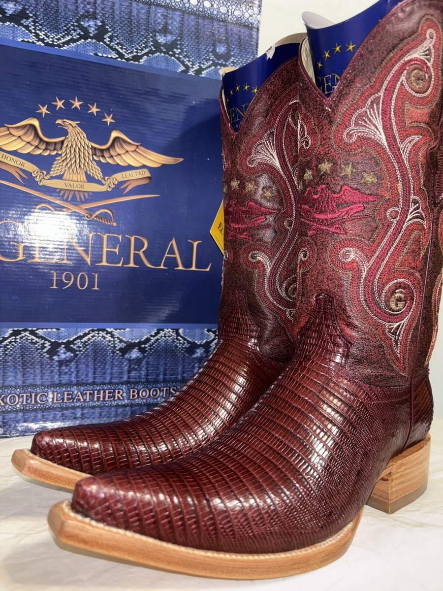 Lizard Leather J Toe Western Cowboy Boots by El General 1901 Mens