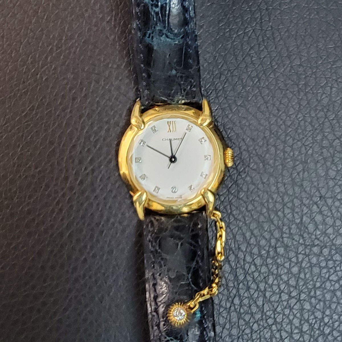 Unisex Chaumet Elysees Paris 18K Yellow Gold Quartz Diamonds