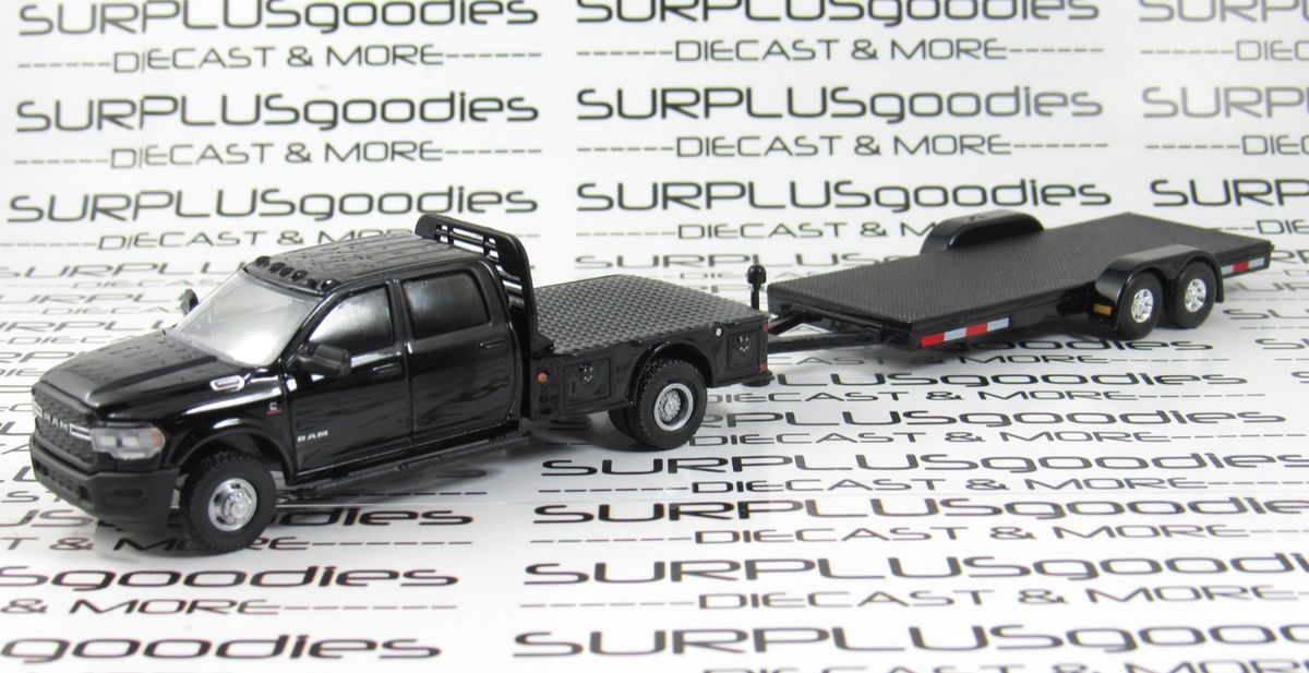 Greenlight Black 2023 DODGE RAM 3500 Flatbed Dually Pickup w/Open