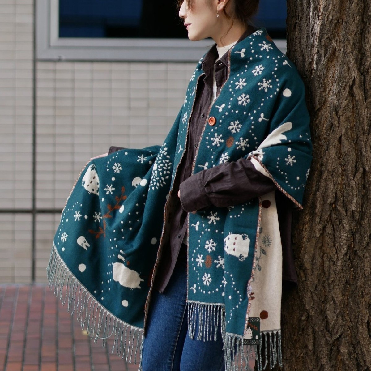 My Neighbor Totoro Buttoned Shawl Large - Totoro Cloak Catbus