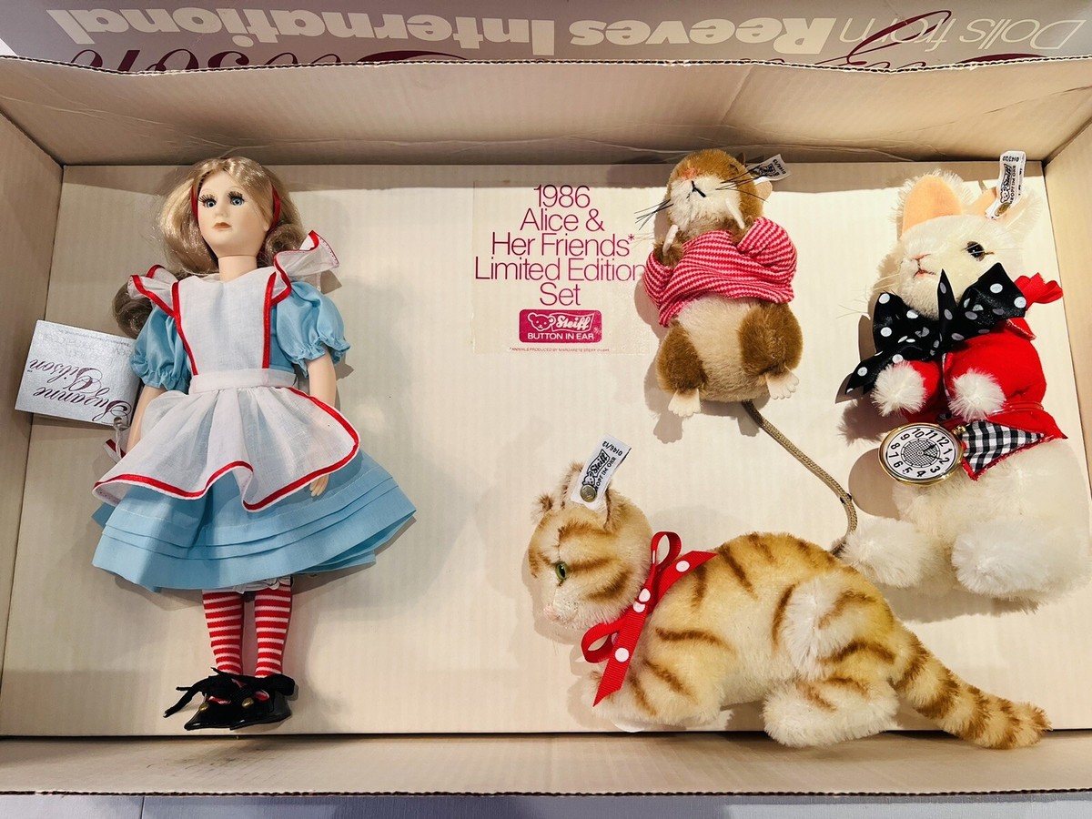 STEIFF Alice in Wonderland and Friends Doll Set 1986 4005 NOI new