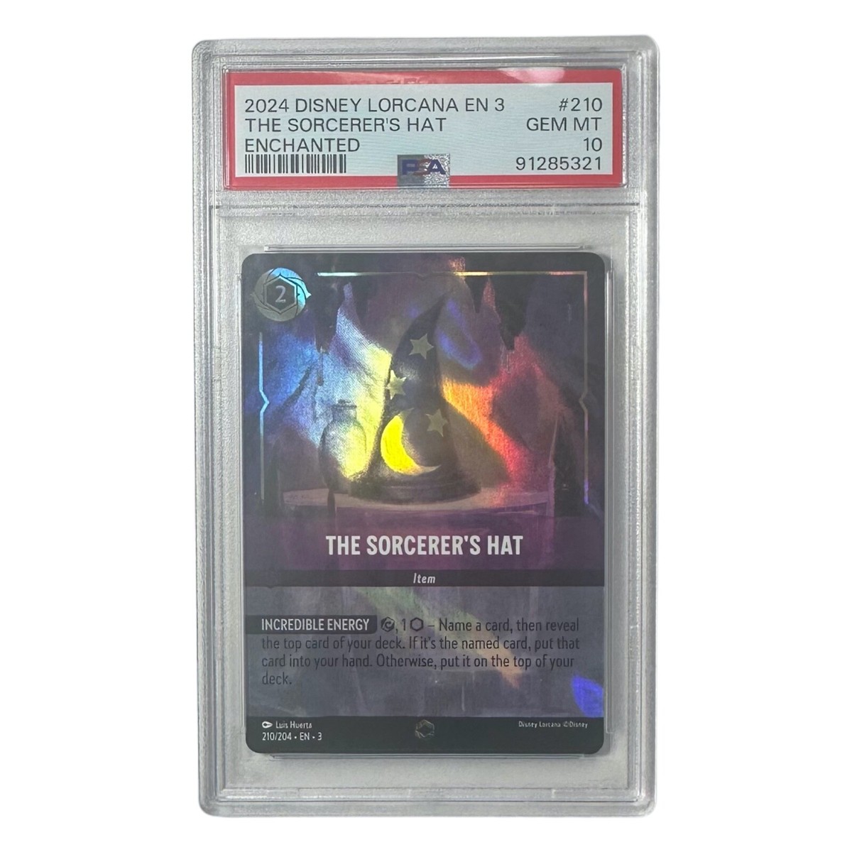 2024 Disney Lorcana EN 3 Enchanted The Sorcerer's Hat #210 PSA 10