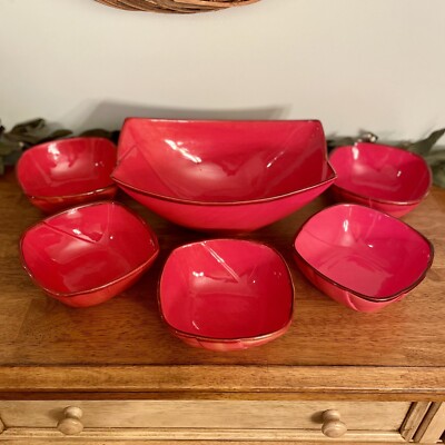 Studio Nova Largo Red JA023 Six Piece Serving Bowl Set Embossed
