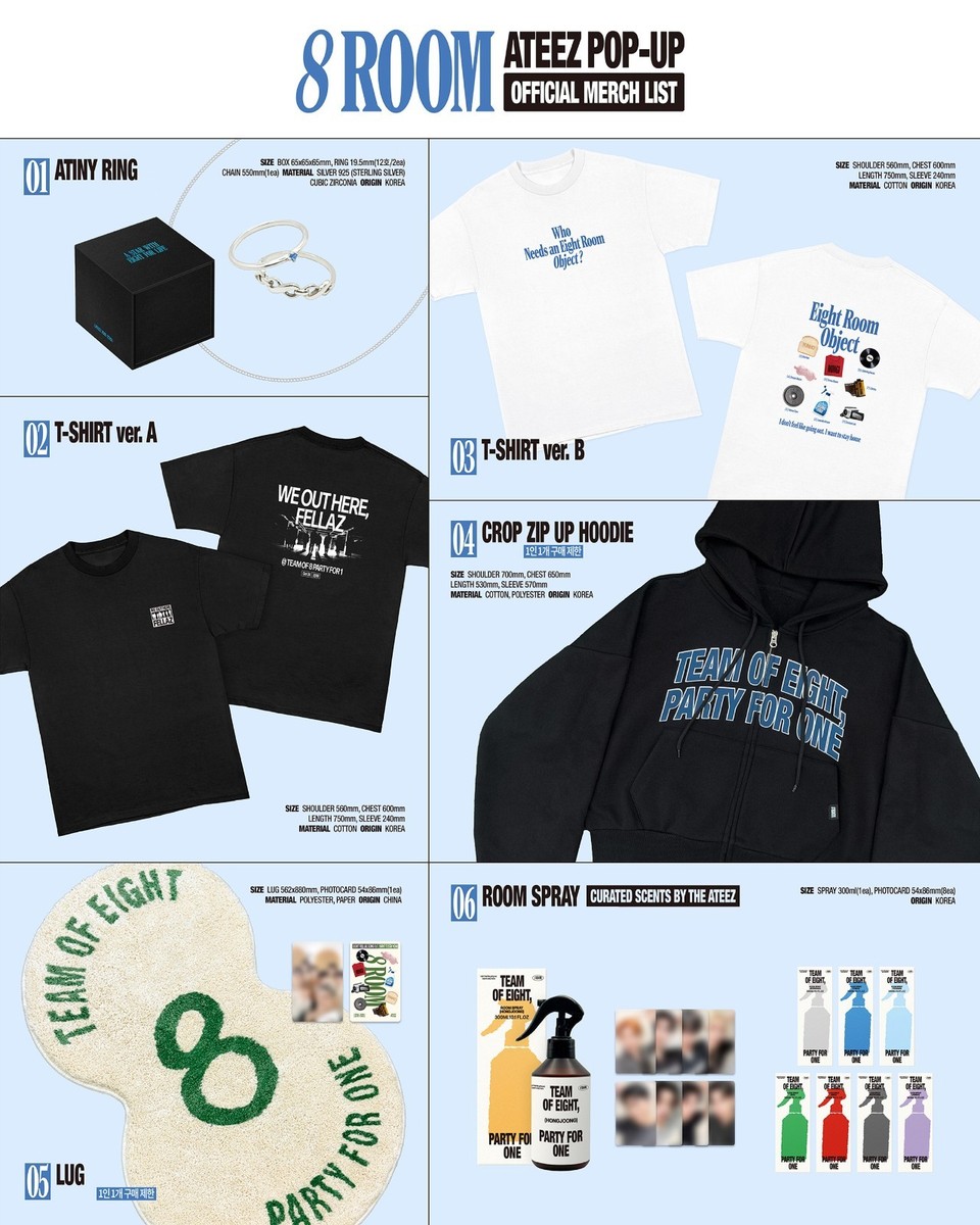In Stock) 에이티즈 ATEEZ 8ROOM POP-UP STORE OFFICIAL MERCH