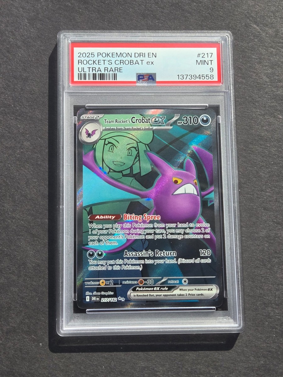 PSA 9 TEAM ROCKET'S CROBAT EX 217/182 - DESTINED RIVALS ULTRA RARE