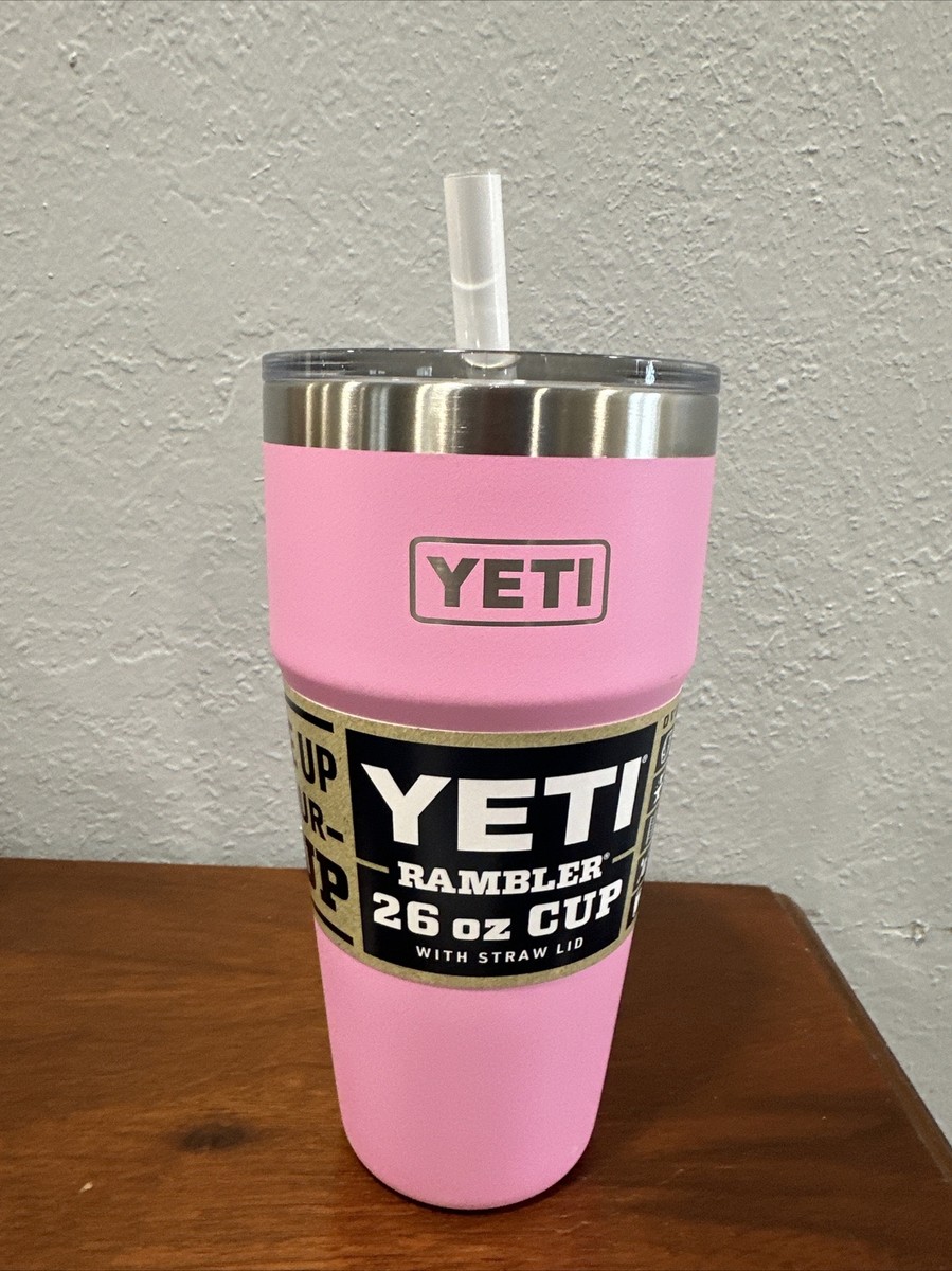 Yeti Rambler Power Pink 26 oz Stackable Cup with Straw Lid New