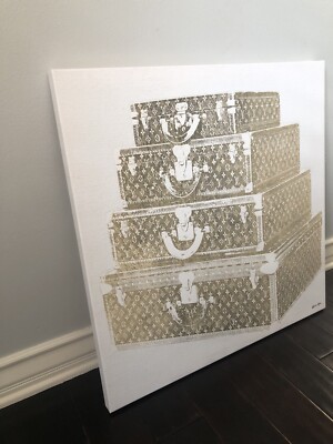Brand New Z Gallerie Louis Vuitton Trunk Painting 30” x 30.5” x