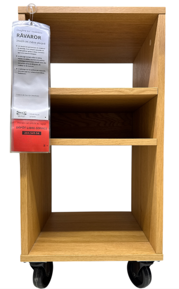 New IKEA RAVAROR Oak Veneer Shelf Unit Casters 34x69 cm (13 ⅜x27