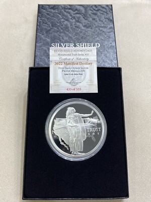 2022 Manifest Destiny 5 Oz .999 Silver Shield Proof RARE Mintage