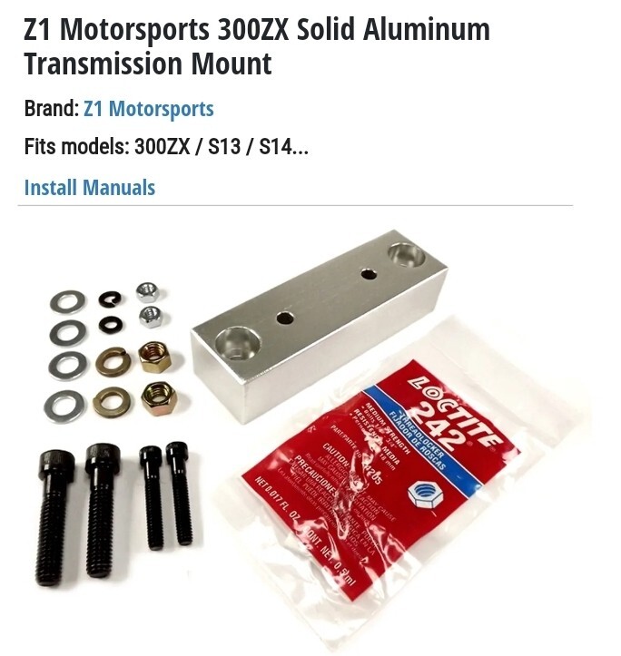 300zx Z32 Solid Aluminum Transmission Mount Z1 Motorsports '90-'96