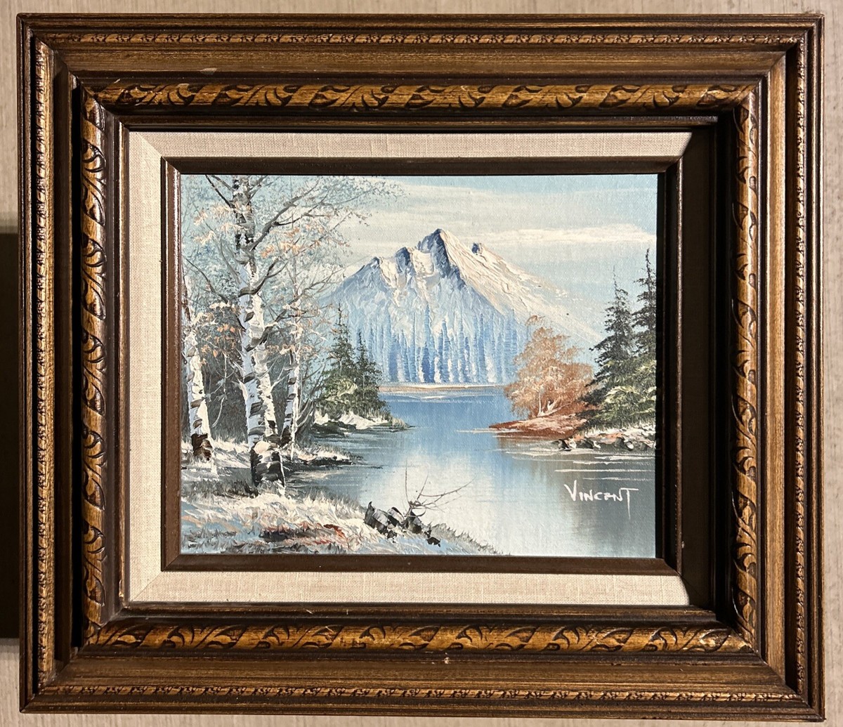 Original VINCENT Oil Painting Signed Winter Snowy Landscape | eBay