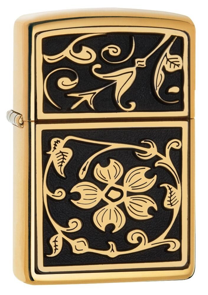 Zippo Gold Floral Flourish Brushed Brass 20903 | eBay
