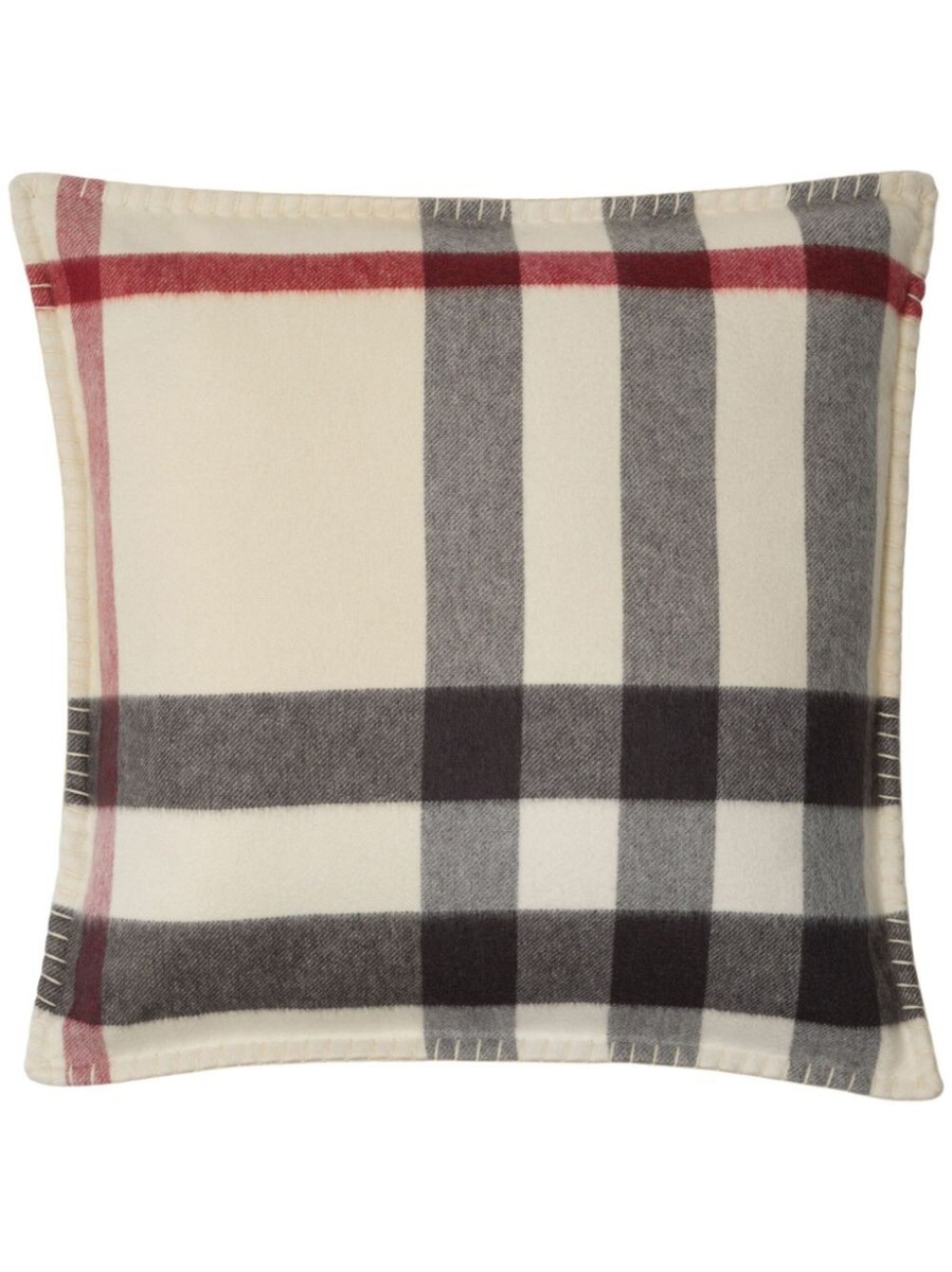 Authentic NEW BURBERRY Stone MEGA Check Cashmere Cushion Throw