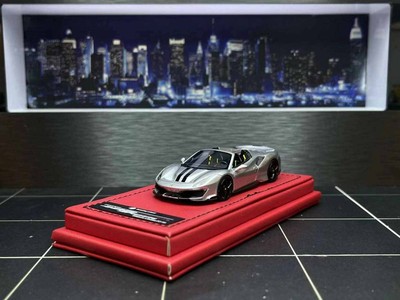 Rotating Wheel 1/64 Ferrari 488 Pista Spider Silver Resin Limited