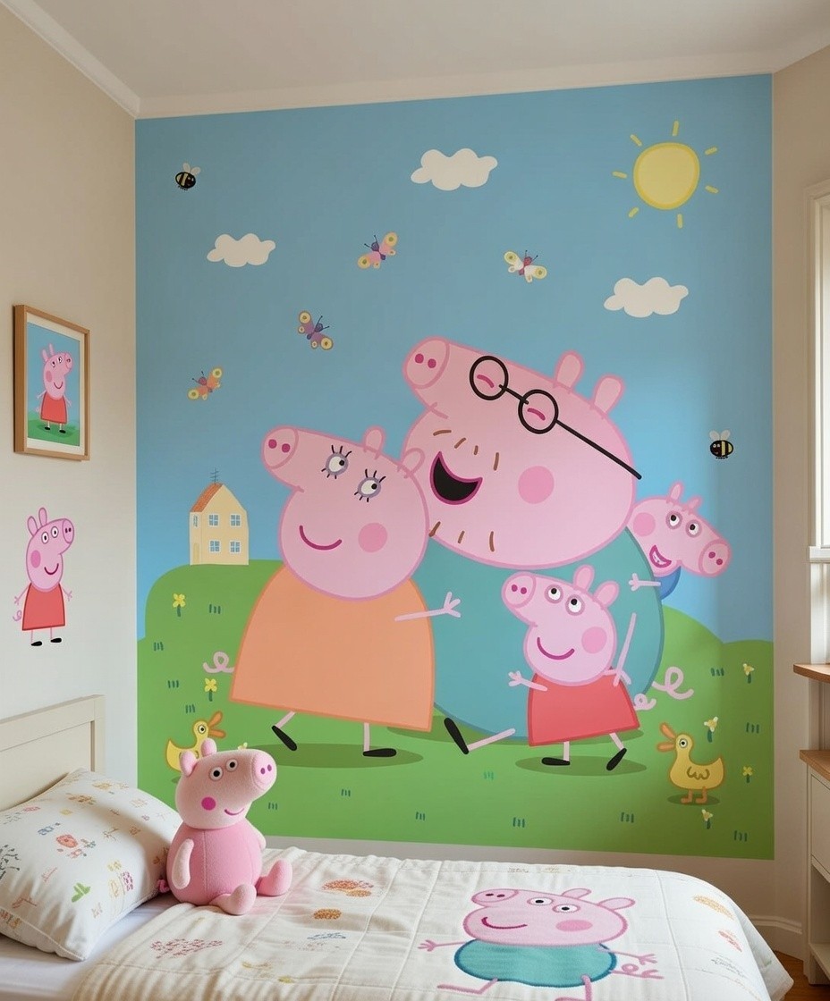 Peppa Pig wall mural photo wallpaper child bedroom PREMIUM pink