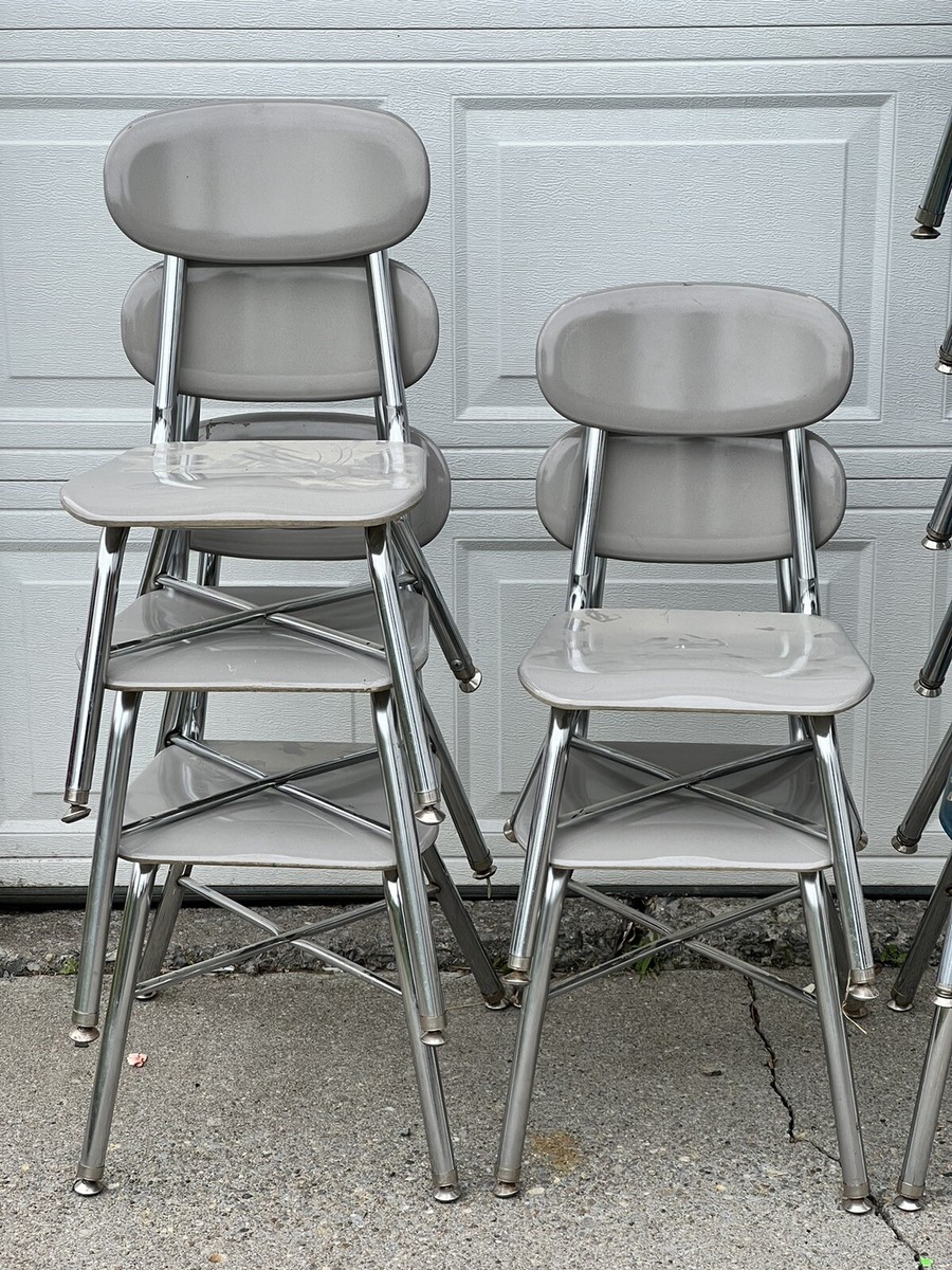 Vintage MELSUR MID CENTURY Modern Teal Green Chrome SCHOOL CHAIR