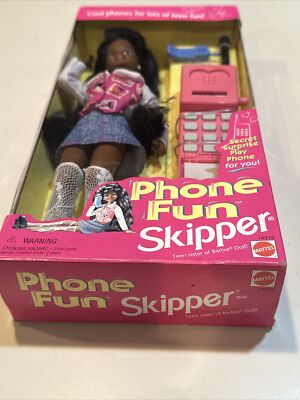Phone Fun Skipper Barbie African American Doll Vintage Mattel