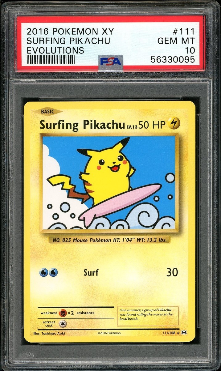 2016 Pokemon XY Evolutions Surfing Pikachu Secret Rare #111 PSA 10