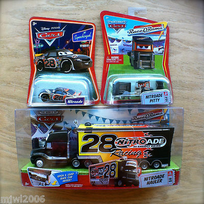 Disney PIXAR Cars NITROADE HAULER & RACER & PITTY No.28 diecast