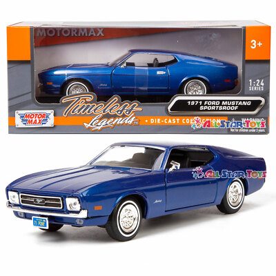 1971 Ford Mustang Sportsroof Blue 1:24 Diecast Model Car