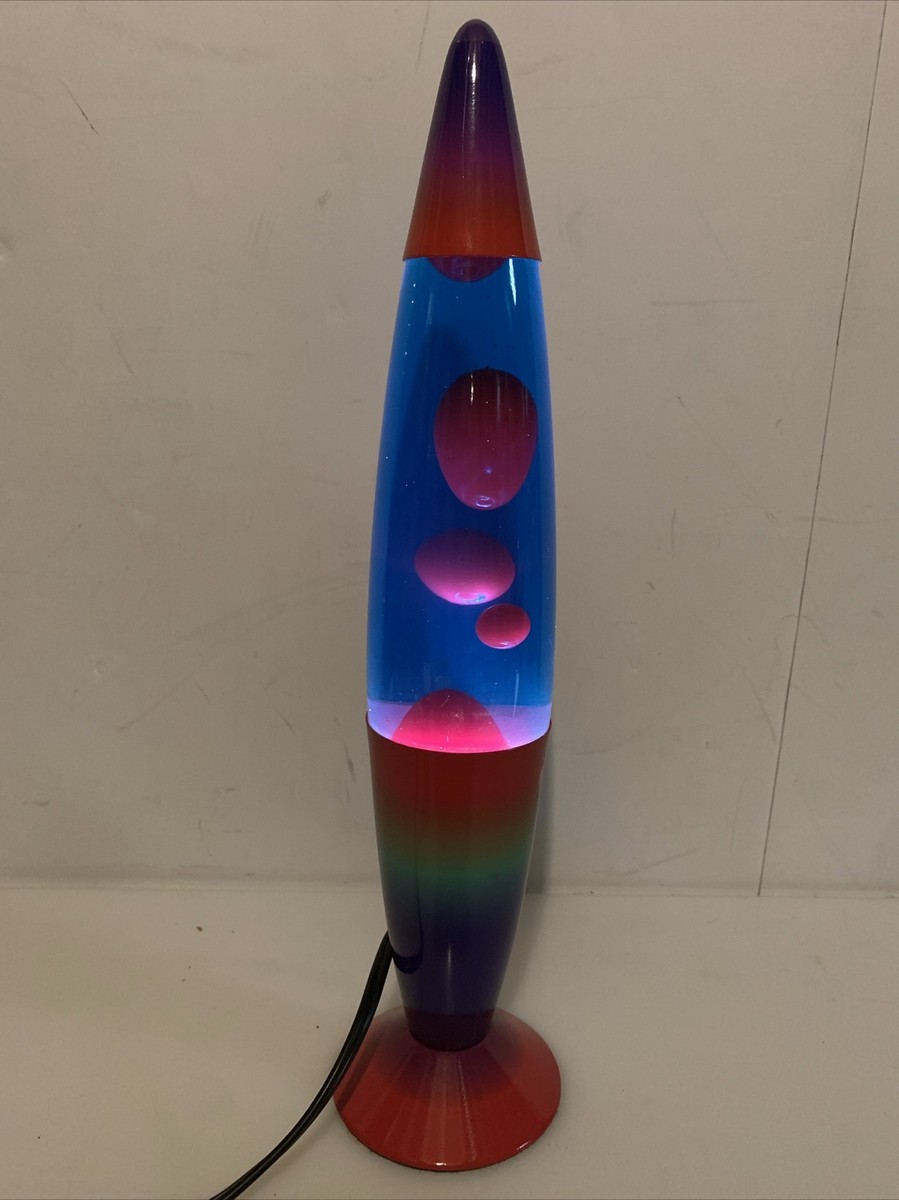Original 16” vintage Lava Lamp Red Wax Blue Liquid Retro Light